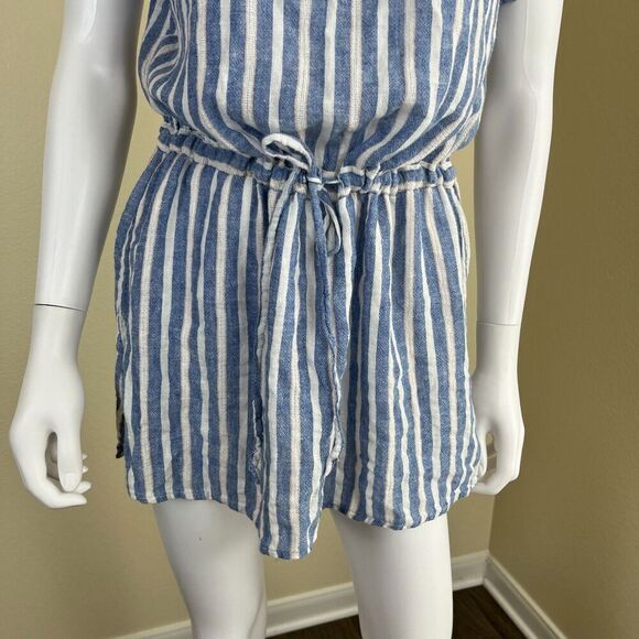 Rails Women's Size XS Blue Emma Mykonos Stripe Linen Mini Dress Cover Up Resort - Picture 7 of 17